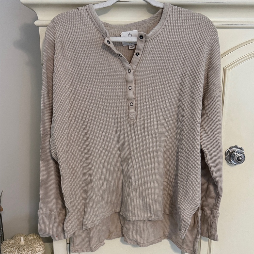 Aerie Beige thermal Henley Top large